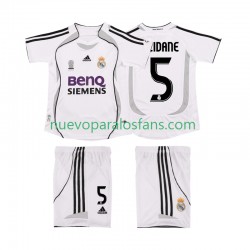 Camiseta de Fútbol Real Madrid ZIDANE 5 2007 Retro Niño Casa 2006 Manga Corta