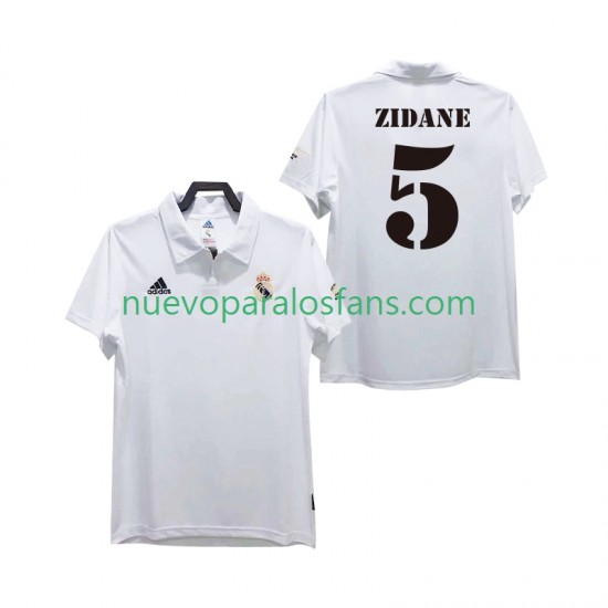 Camiseta de Fútbol Real Madrid ZIDANE 5 2003 Retro Hombre Casa 2002 Manga Corta