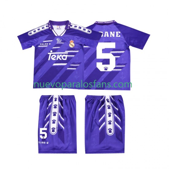Camiseta de Fútbol Real Madrid ZIDANE 5 1996 Retro Niño Exterior 1994 Manga Corta