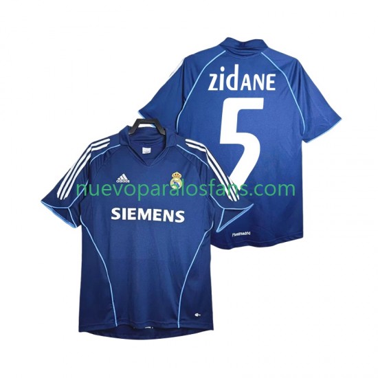 Camiseta de Fútbol Real Madrid Zidane 5 2005 Retro Hombre Exterior 2006 Manga Corta
