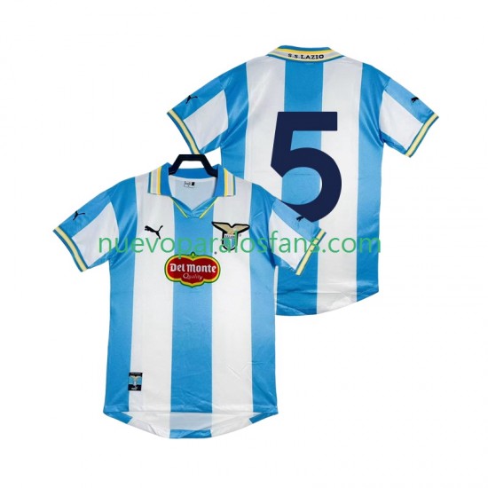 Camiseta de Fútbol SS Lazio 5 2000 Retro Hombre Casa 1999 Manga Corta