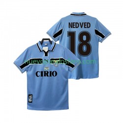Camiseta de Fútbol SS Lazio NEDVED 18 Retro Hombre Casa 1998 1999 Manga Corta