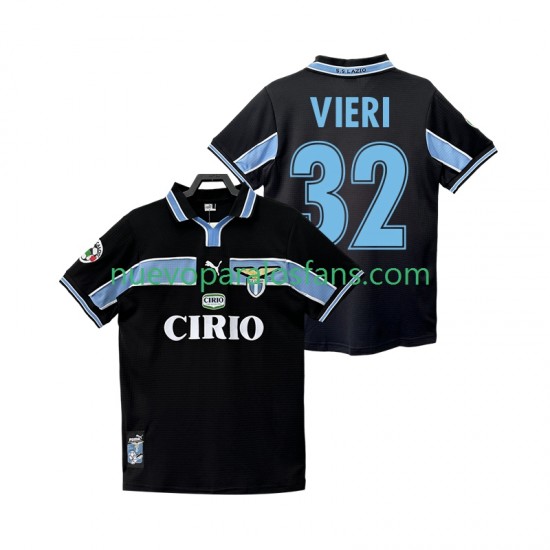 Camiseta de Fútbol SS Lazio VIERI 32 Retro Hombre Exterior 1998 1999 Manga Corta