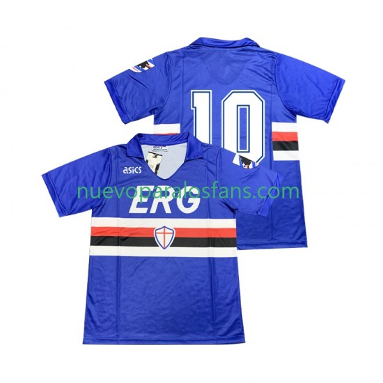 Camiseta de Fútbol Sampdoria 10 1990 1991 Retro Hombre Casa Manga Corta
