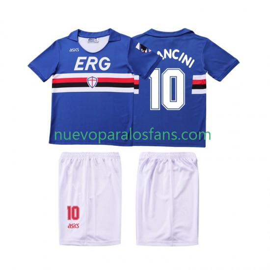 Camiseta de Fútbol Sampdoria MANCINI 10 1990 1991 Retro Niño Casa Manga Corta