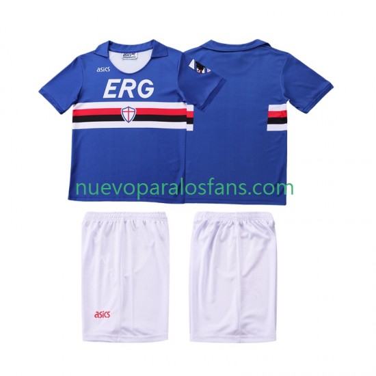 Camiseta de Fútbol Sampdoria 1990 1991 Retro Niño Casa Manga Corta