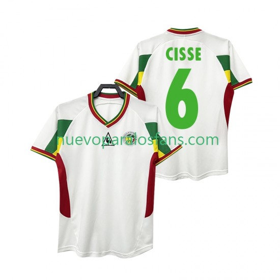 Camiseta de Fútbol Senegal CISSE 6 Retro Hombre Casa 2002 Manga Corta