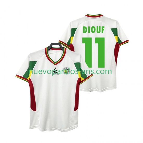 Camiseta de Fútbol Senegal DIOUF 11 Retro Hombre Casa 2002 Manga Corta