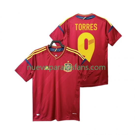 Camiseta de Fútbol España TORRES 9 2012 Retro Hombre Casa Manga Corta