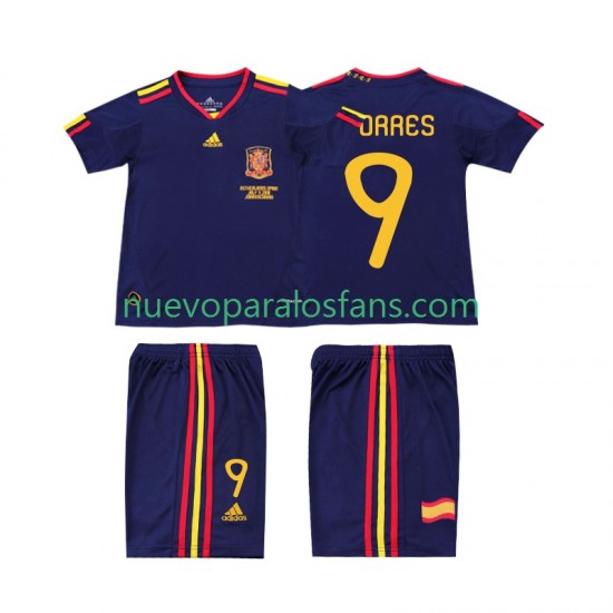 Camiseta de Fútbol España TORRES 9 Retro Niño Exterior 2010 Manga Corta