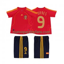 Camiseta de Fútbol España TORRES 9 Retro Niño Casa 2008 Manga Corta