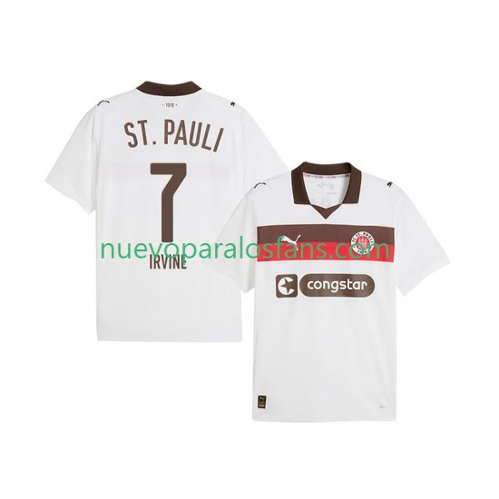Camiseta de Fútbol St. Pauli Jackson Irvine 7 Hombre Exterior 2025-2026 Manga Corta