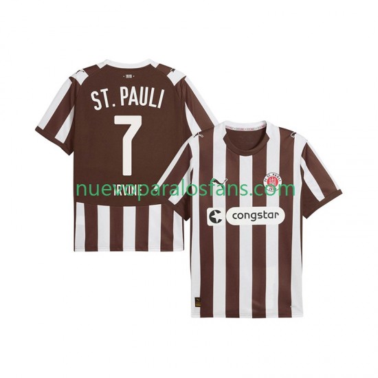Camiseta de Fútbol St. Pauli Jackson Irvine 7 Hombre Casa 2025-2026 Manga Corta