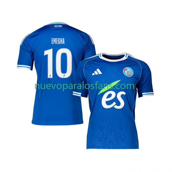 Camiseta de Fútbol Strasbourg Emanuel Emegha 10 Hombre Casa 2025-2026 Manga Corta