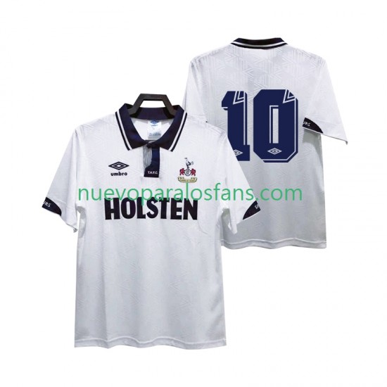 Camiseta de Fútbol Tottenham Hotspur 10 1991 1993 Retro Hombre Casa Manga Corta