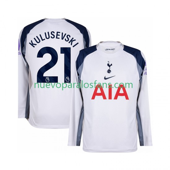 Camiseta de Fútbol Tottenham Hotspur Kulusevski 21 Hombre Casa 2025-2026 Manga Larga