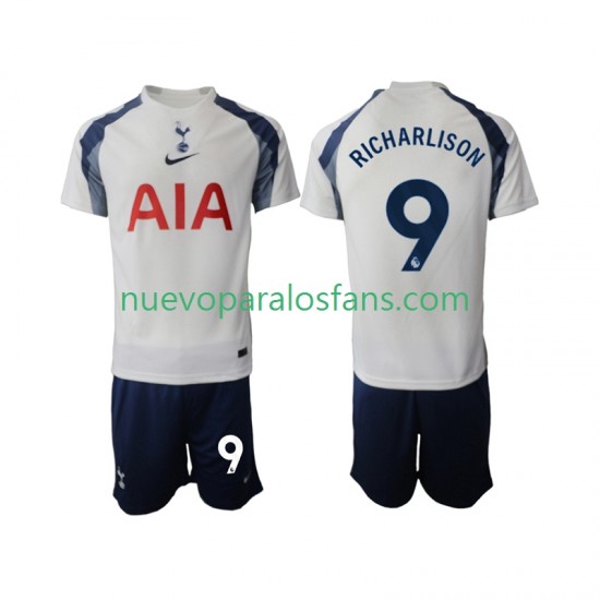 Camiseta de Fútbol Tottenham Hotspur Richarlison 9 Niño Casa 2025-2026 Manga Corta
