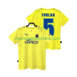 Camiseta de Fútbol Villarreal CF FORLAN 5 2005 Retro Hombre Casa 2006 Manga Corta