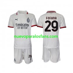 Camiseta de Fútbol AC Milan Fofana 29 Niño Exterior 2024-2025 Manga Corta