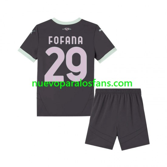Camiseta de Fútbol AC Milan Fofana 29 Niño Tercera 2024-2025 Manga Corta
