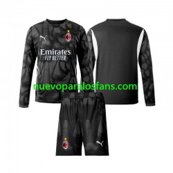 Camiseta de Fútbol AC Milan Portero Niño Casa 2024-2025 Manga Larga