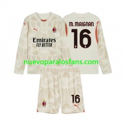 Camiseta de Fútbol AC Milan Mike Maignan 16 Portero Niño Tercera 2024-2025 Manga Larga