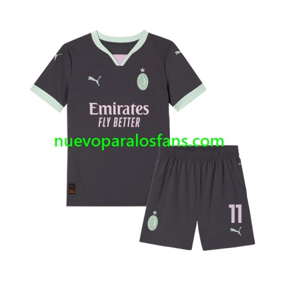 Camiseta de Fútbol AC Milan Pulisic 11 Niño Tercera 2024-2025 Manga Corta