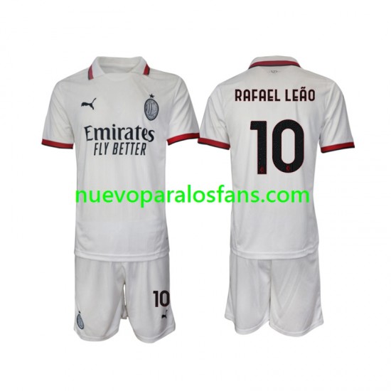Camiseta de Fútbol AC Milan Rafael Leao 10 Niño Exterior 2024-2025 Manga Corta