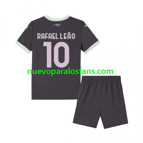 Camiseta de Fútbol AC Milan Rafael Leao 10 Niño Tercera 2024-2025 Manga Corta