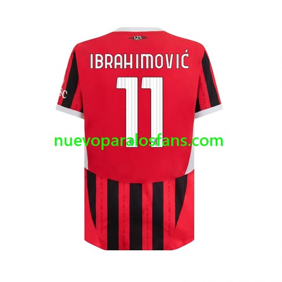 Camiseta de Fútbol AC Milan Ibrahimović 11 Hombre Casa 2024-2025 Manga Corta
