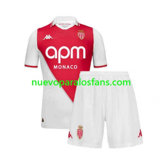 Camiseta de Fútbol AS Monaco Niño Casa 2024-2025 Manga Corta
