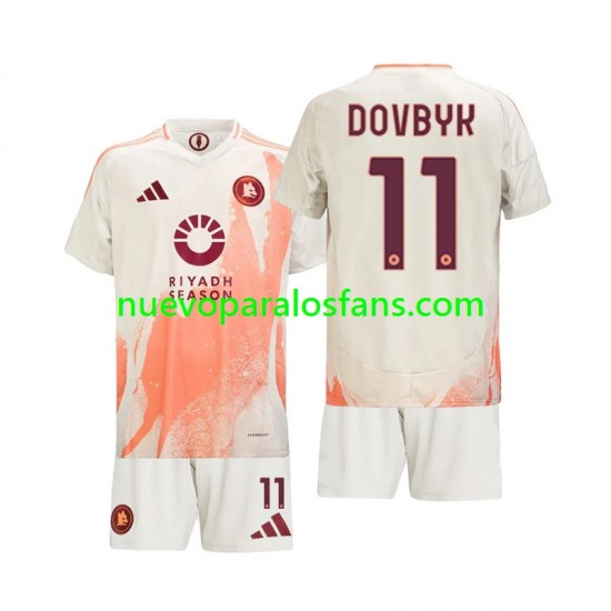 Camiseta de Fútbol AS Roma Artem Dovbyk 11 Niño Exterior 2024-2025 Manga Corta