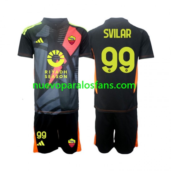 Camiseta de Fútbol AS Roma Mile Svilar 99 Portero Niño Casa 2024-2025 Manga Corta