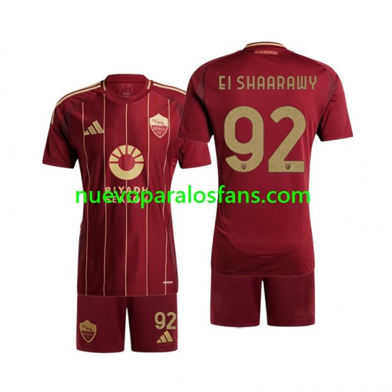 Camiseta de Fútbol AS Roma Stephan El Shaarawy 92 Niño Casa 2024-2025 Manga Corta