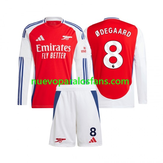 Camiseta de Fútbol Arsenal Martin Odegaard 8 Niño Casa 2024-2025 Manga Larga
