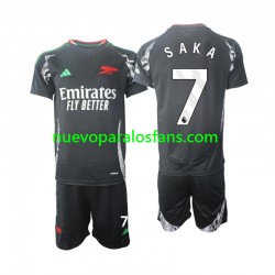 Camiseta de Fútbol Arsenal Saka 7 Niño Exterior 2024-2025 Manga Corta