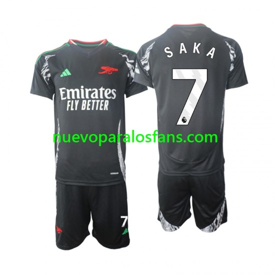 Camiseta de Fútbol Arsenal Saka 7 Niño Exterior 2024-2025 Manga Corta