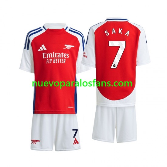 Camiseta de Fútbol Arsenal Saka 7 Niño Casa 2024-2025 Manga Corta