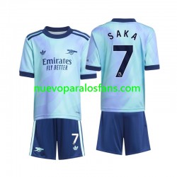 Camiseta de Fútbol Arsenal Saka 7 Niño Tercera 2024-2025 Manga Corta