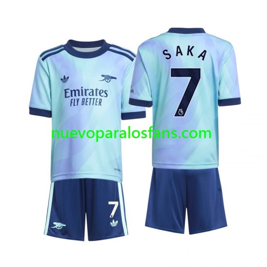 Camiseta de Fútbol Arsenal Saka 7 Niño Tercera 2024-2025 Manga Corta