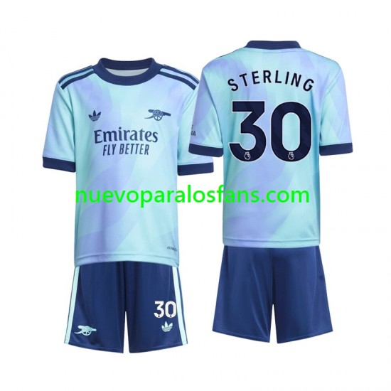 Camiseta de Fútbol Arsenal Sterling 30 Niño Tercera 2024-2025 Manga Corta