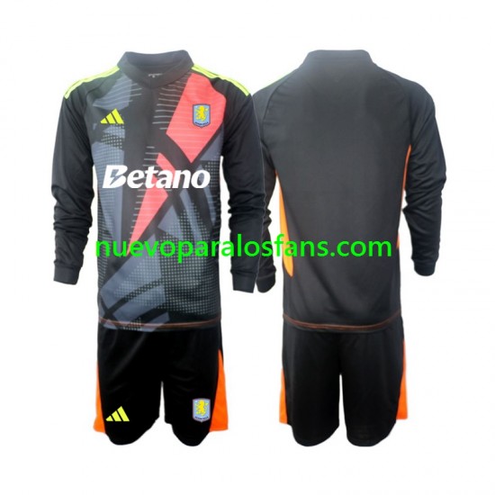 Camiseta de Fútbol Aston Villa Portero Niño Casa 2024-2025 Manga Larga