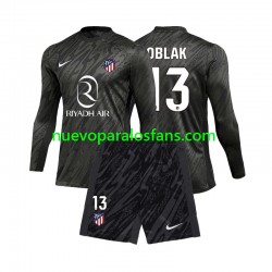 Camiseta de Fútbol Atlético Madrid Jan Oblak 13 Portero Niño Casa 2024-2025 Manga Larga