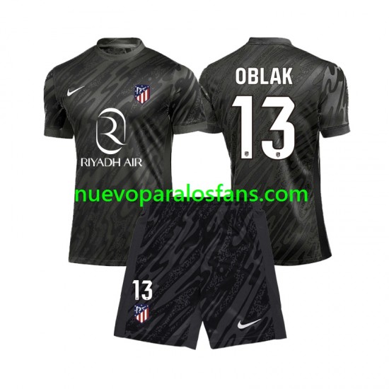 Camiseta de Fútbol Atlético Madrid Jan Oblak 13 Portero Niño Casa 2024-2025 Manga Corta