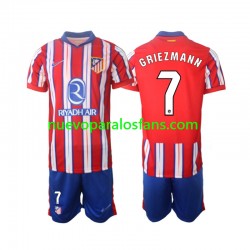 Camiseta de Fútbol Atlético Madrid Griezmann 7 Niño Casa 2024-2025 Manga Corta