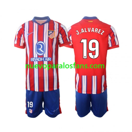 Camiseta de Fútbol Atlético Madrid J.Alvarez 19 Niño Casa 2024-2025 Manga Corta