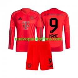 Camiseta de Fútbol Bayern de Múnich Harry Kane 9 Niño Casa 2024-2025 Manga Larga