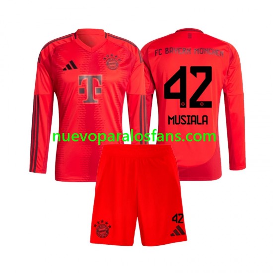 Camiseta de Fútbol Bayern de Múnich Jamal Musiala 42 Niño Casa 2024-2025 Manga Larga