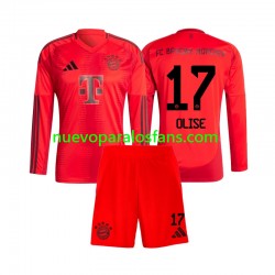 Camiseta de Fútbol Bayern de Múnich Michael Olise 17 Niño Casa 2024-2025 Manga Larga