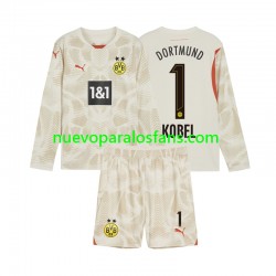 Camiseta de Fútbol Borussia Dortmund Gregor Kobel 1 Portero Niño Casa 2024-2025 Manga Larga